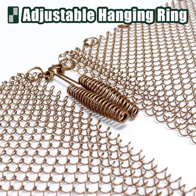 اندازه سفارشی پرده فلزی زنجیره ای 6*6 میلی متری به صورت جفت مش روی صفحه شومینه