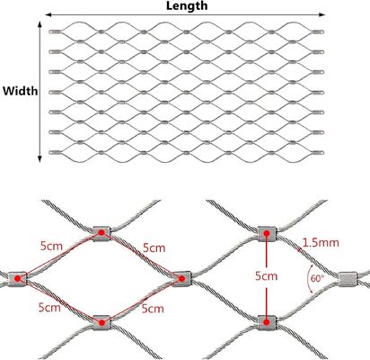 توری کابل فولاد ضد زنگ انعطاف پذیر برای حفاظت ایمنی قفس پرندگان