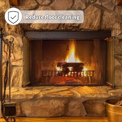 اندازه سفارشی پرده فلزی زنجیره ای 6*6 میلی متری به صورت جفت مش روی صفحه شومینه