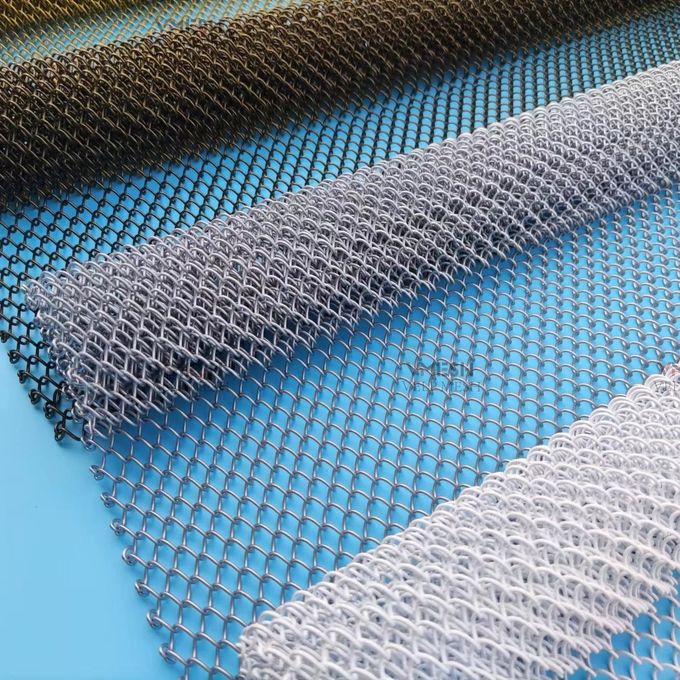 Chain link metal mesh curtain close-up showing 6×6mm mesh pattern